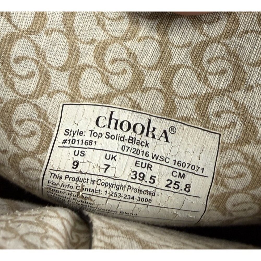 CHOOKA Women’s 9 Black Solid Mid Calf Rubber Rain Boots Wellies Buckles Garden - Picture 7 of 7